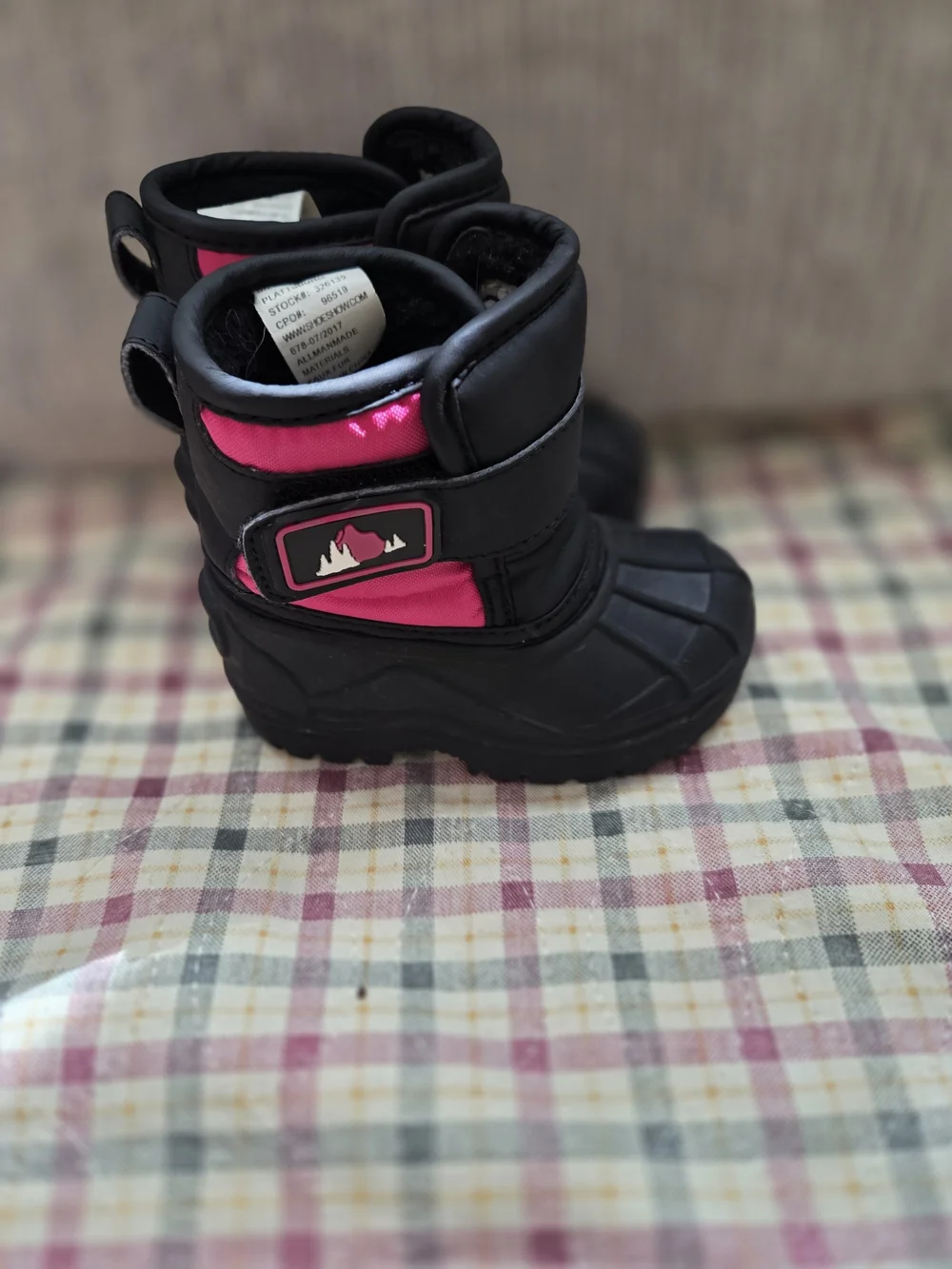 Kids Black and Pink Winter Boots - Comfortable Warm Footwear